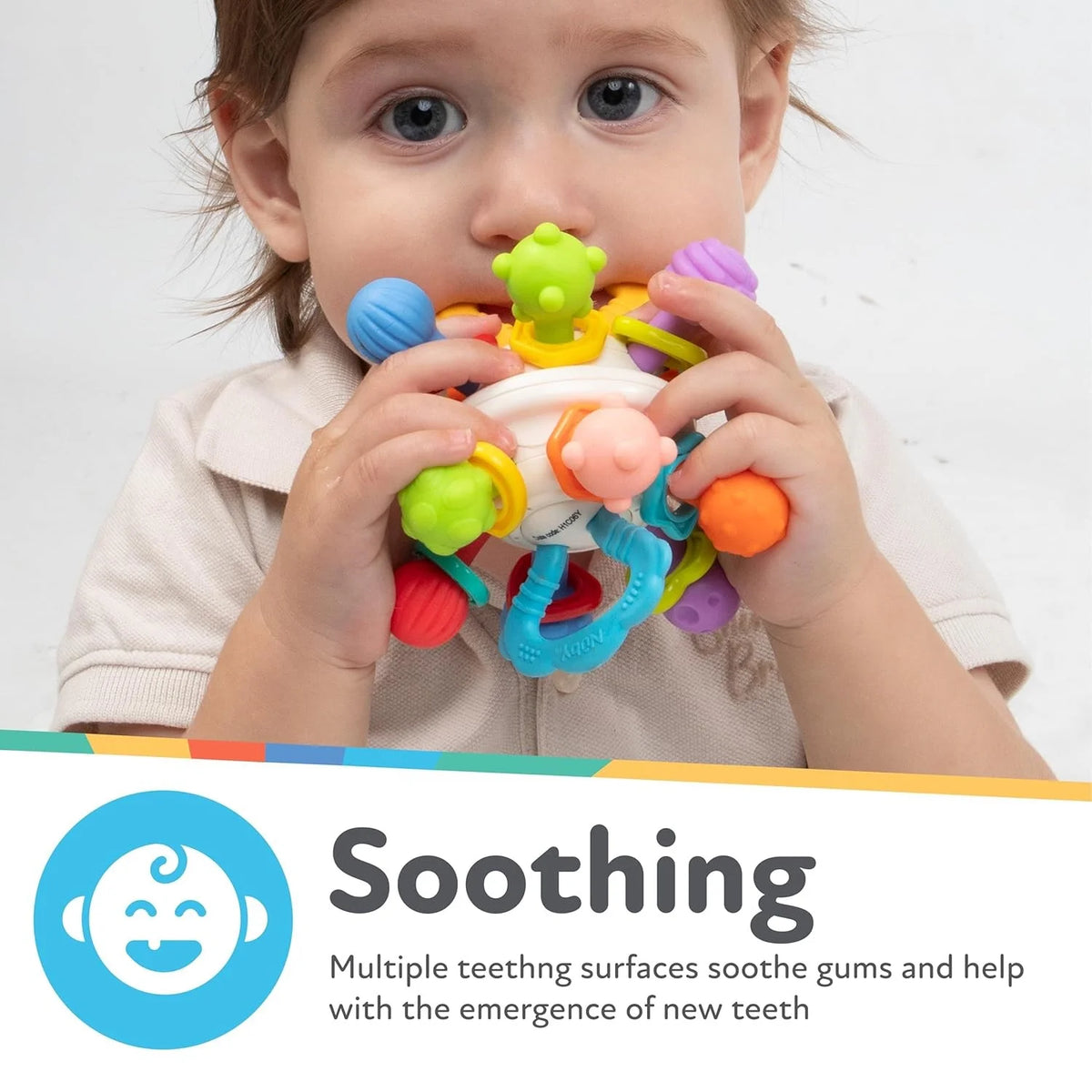 Textured Baby Teething Ball Rattle